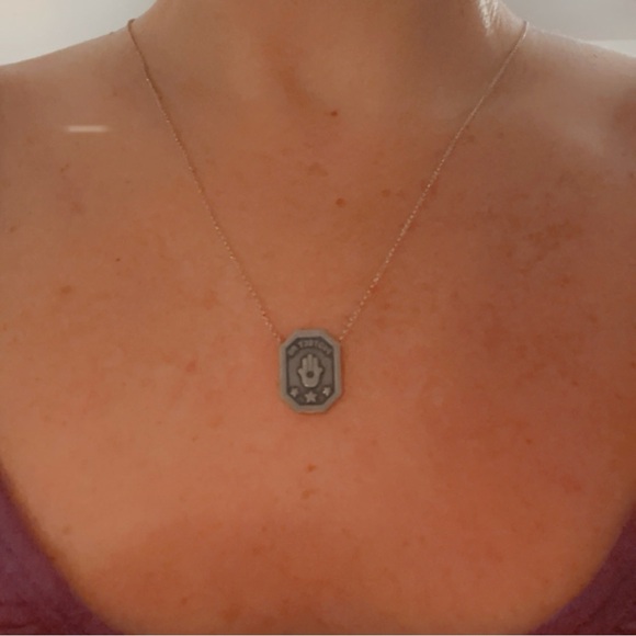 Sterling Silver Double Pendant Necklace- Protect Me- Charms Worn on Front & Back - Picture 9 of 11